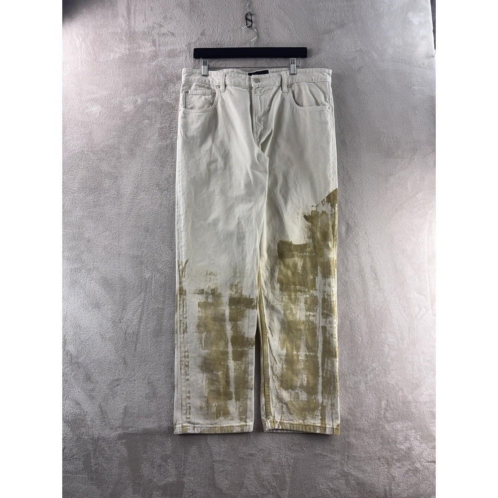 A-COLD-WALL Pigment Trucker Jeans Mens Size XL Chalk White Gold Painter